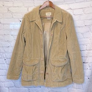 L.L. Bean Women's Beige Corduroy Coat Size Large Excellent Condition